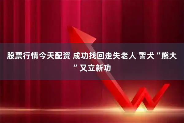 股票行情今天配资 成功找回走失老人 警犬“熊大”又立新功